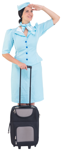 Transparent Smiling Air Hostess in Uniform Holding Travel Suitcase - Download Free Stock Videos Pikwizard.com