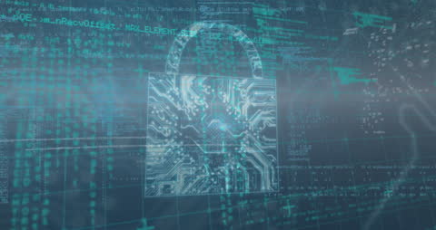 Cybersecurity Lock Illustration in Digital Interface