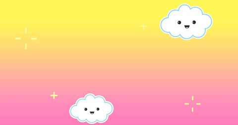 Happy Cartoon Clouds on Vibrant Gradient Background - Download Free Stock Images Pikwizard.com