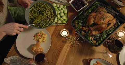 Family Dinner with Traditional Roasted Turkey and Side Dishes - Download Free Stock Images Pikwizard.com