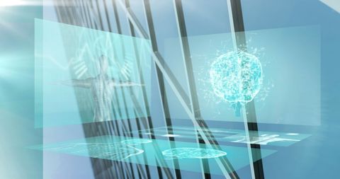 Futuristic medical data visualization in urban environment