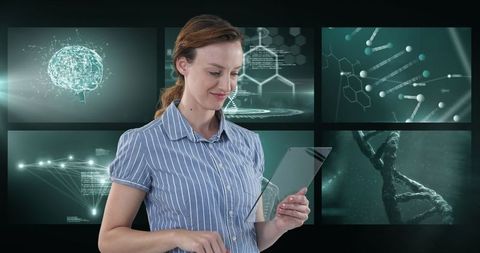 Businesswoman Engaged with Digital Medical Data Technology