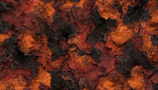 Crumpled Texture with Rusty Orange and Red Hues