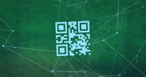 QR Code with Digital Network Connections on Green Background - Download Free Stock Images Pikwizard.com