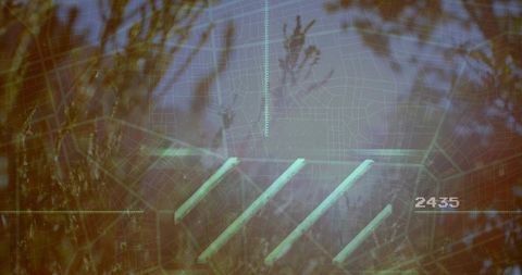 Holographic scanning bars over forest map hud showing readout 2435