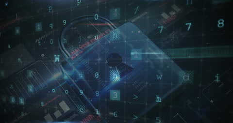Digital Cybersecurity Concept with Padlock and Binary Code