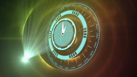 Futuristic Digital Clock with Glowing Circles Animation