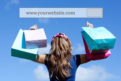 woman celebrating shopping success holding colorful bags outdoors - Download Free Stock Templates Pikwizard.com