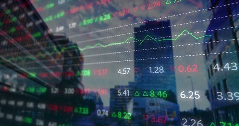Global Financial Market Display with Urban Background - Download Free Stock Images Pikwizard.com