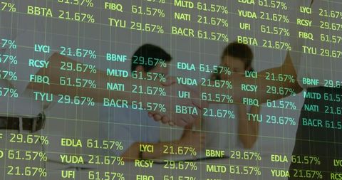 Business Professionals Discussing With Digital Financial Overlay - Download Free Stock Images Pikwizard.com
