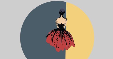Abstract fashion model illustration in color-blocked design