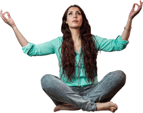 Transparent Woman Levitating in Meditation