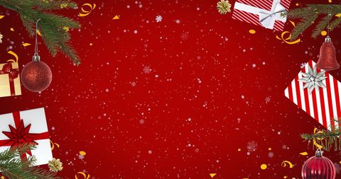 festive christmas presents with snowflakes on red - Download Free Stock Images Pikwizard.com