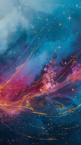 Vertical Nebula Video Panning Right Revealing Glowing Orange Ribbon Abstract Galaxy Motion