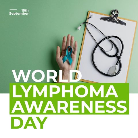 World Lymphoma Awareness Day Concept with Ribbon and Stethoscope