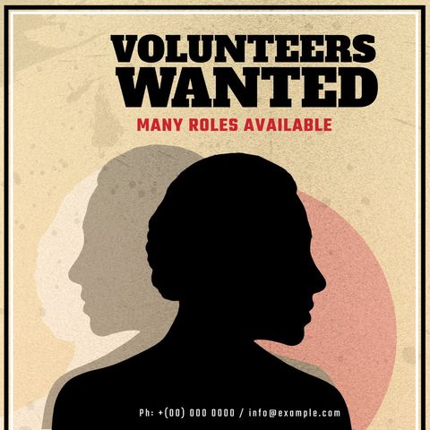 Vintage Volunteer Recruitment Poster with Silhouette - Download Free Stock Templates Pikwizard.com