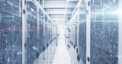 Futuristic Server Room with Digital Data Processing Design - Download Free Stock Images Pikwizard.com
