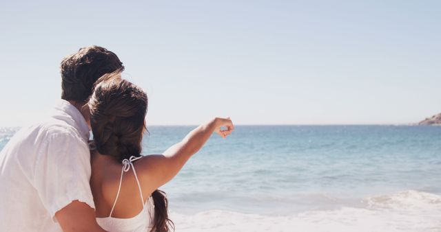 Couple Enjoying Scenic Beach View - Download Free Stock Images Pikwizard.com