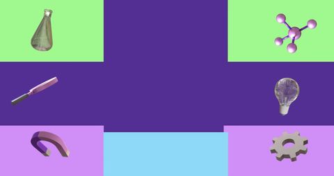 Educational Icon Collage with Science and Technology Elements