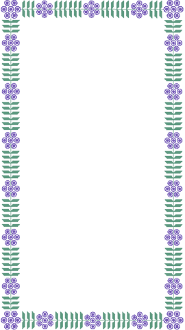 Transparent botanical frame with ferns and purple flowers
