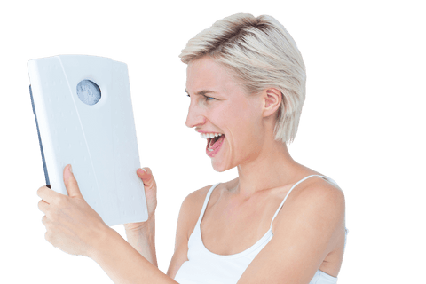 transparent image of happy blonde woman holding scales - Download Free Stock Videos Pikwizard.com