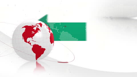 Animated Arrows Moving Over Red and White Globe for Global Business Concept