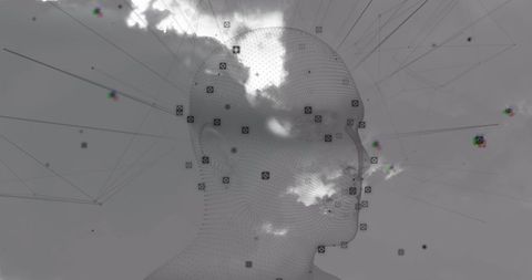 Digital Head Amidst Futuristic Cloud Background - Download Free Stock Images Pikwizard.com
