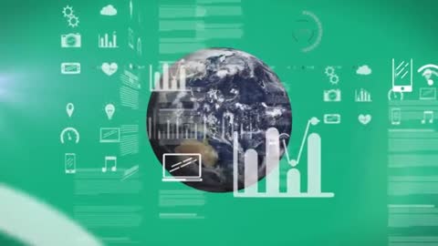 Earth Enveloped by Digital Icons and Data Visualizations