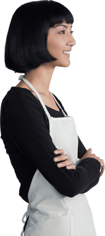 transparent smiling waitress with arms crossed in apron - Download Free Stock Videos Pikwizard.com