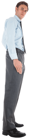 Transparent Serious Businessman Standing in Formal Attire