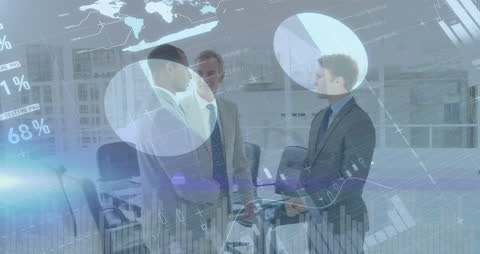 Global Business Meeting with Financial Data Visualizations