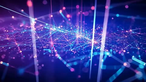 Futuristic Neon Network with Glowing Particles