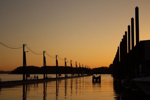 Silhouette of a Dock at Sunset