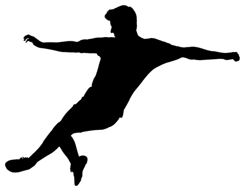 Soccer player silhouette kicking transparent effect