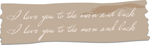 Stylized beige card with romantic cursive text on transparent background