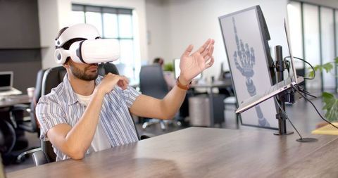 Man using vr headset for robotic interaction
