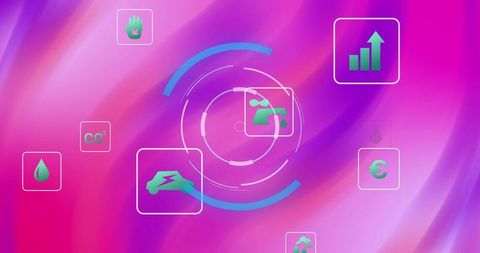 Abstract Digital Interface with Environmental and Renewable Icons