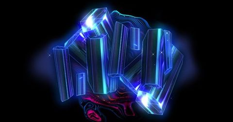 Glistening Blue Gemstone Light Structures on Dark Background