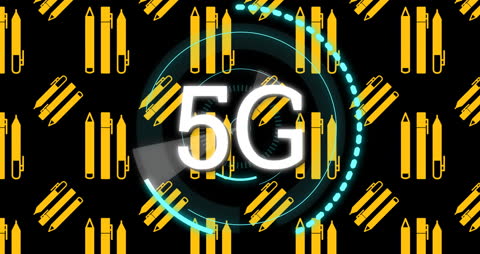 Futuristic 5G Technology Concept Background with Digital Elements