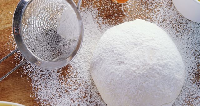 White Cake Dough Sprinkled with Flour on Wooden Counter - Download Free Stock Images Pikwizard.com