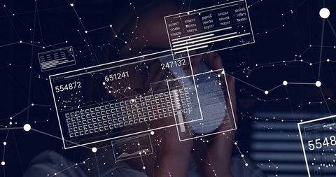 Businesswoman Analyzing Digital Data Through Multimedia Interface