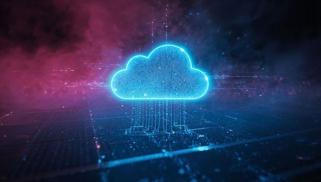 Futuristic Cloud Computing Technology Concept in Abstract Digital Space