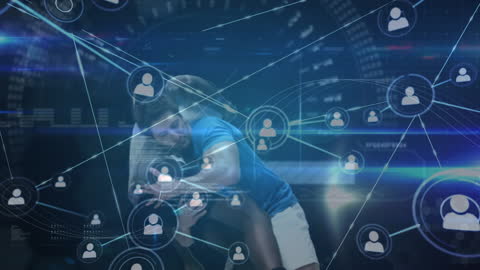 Digital Networks and Data Connections in Futuristic Overlay