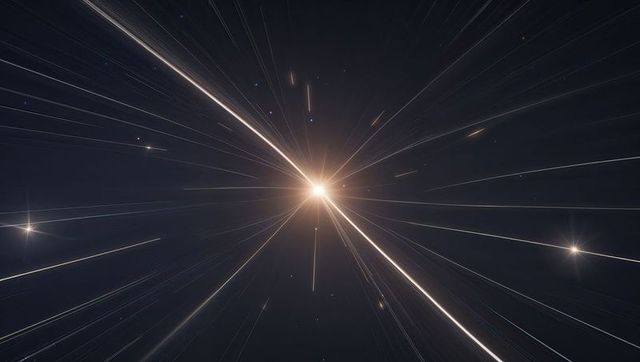 Radiating star in vast cosmic space emitting bright light beams