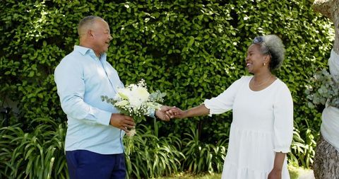 Senior Couple Wedding Ceremony in Lush Garden Setting