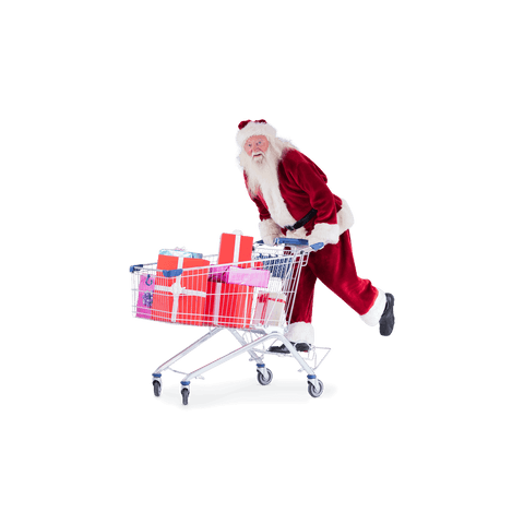 santa claus pushing shopping cart with christmas gifts transparent background - Download Free Stock Videos Pikwizard.com