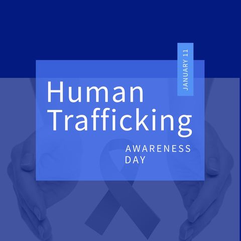 Human Trafficking Awareness Day with Blue Ribbon - Download Free Stock Templates Pikwizard.com