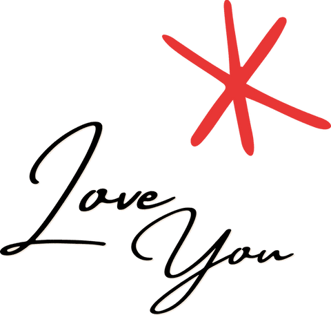 Romantic message love you with red starburst transparent background