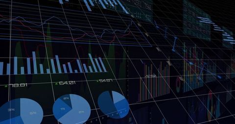 3d digital dashboard with analytics in virtual space