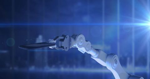 Futuristic Robot Arm Holding Digital Interface with Data Holograph - Download Free Stock Images Pikwizard.com